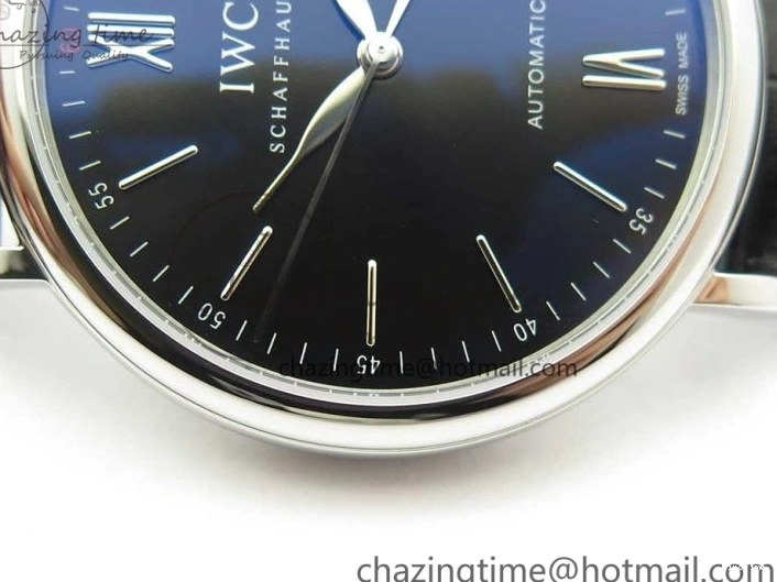 MIROTIME 0322 Affordable Portofino Automatic SS FKF 1:1 Best Edition Black Dial on Black Leather Strap A 7136